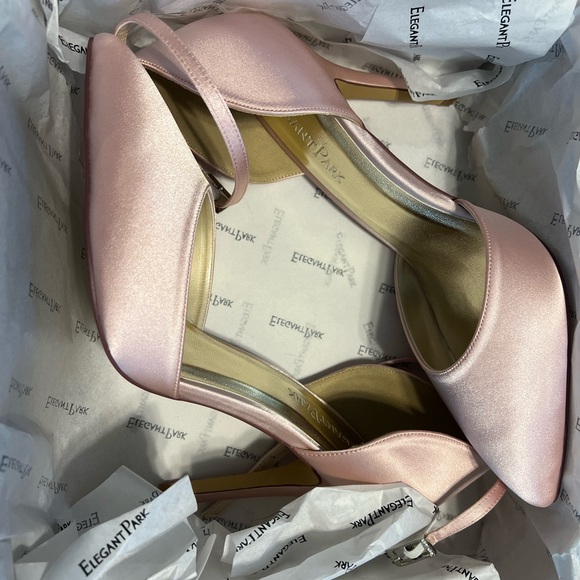 Pointed Toe High Heel Ankle Strap Shoes Satin Blush Size 9 - Picture 9 of 10
